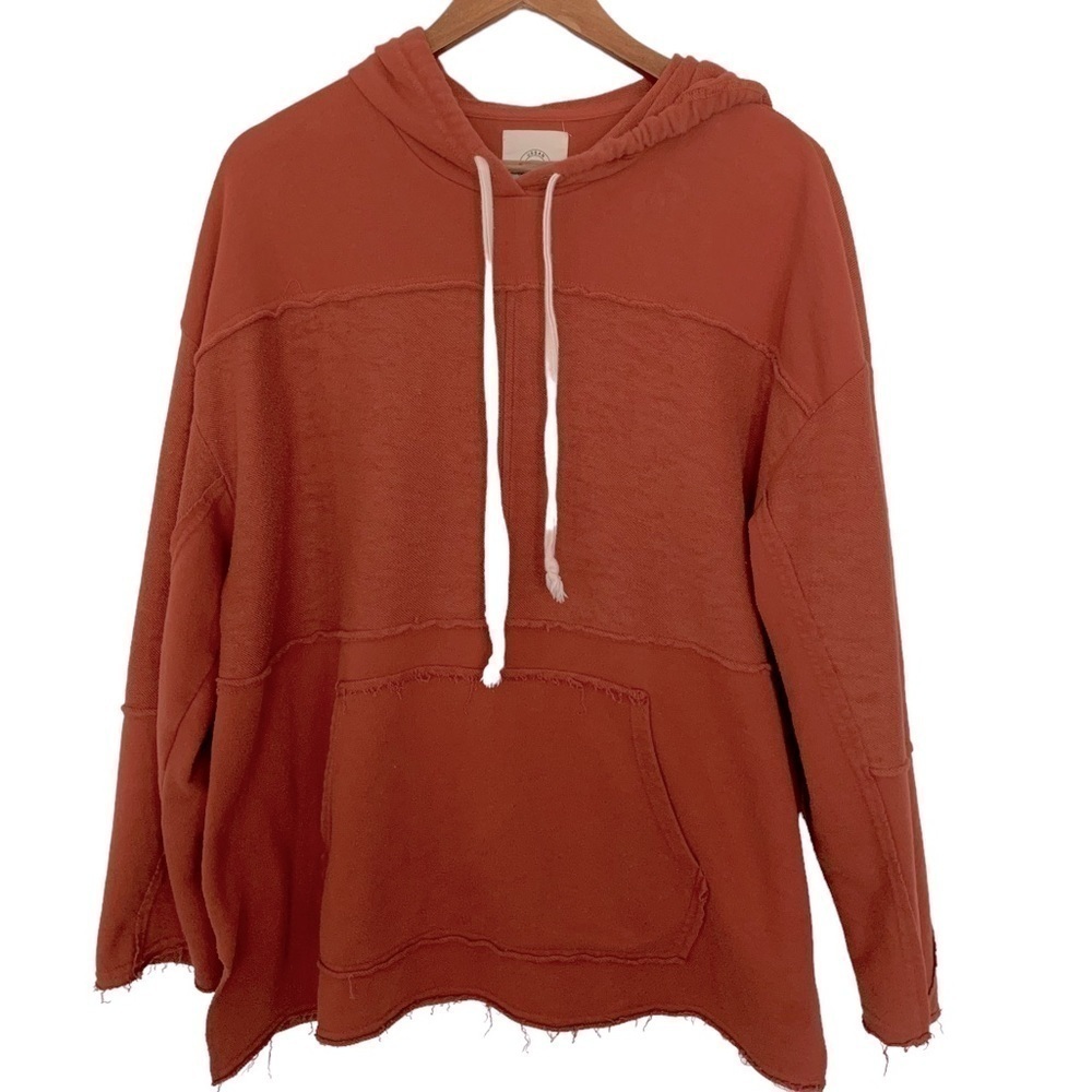 Urban Outfitters Raw Hem Distressed Hooded Kangaroo Pocket Pullover Sz L